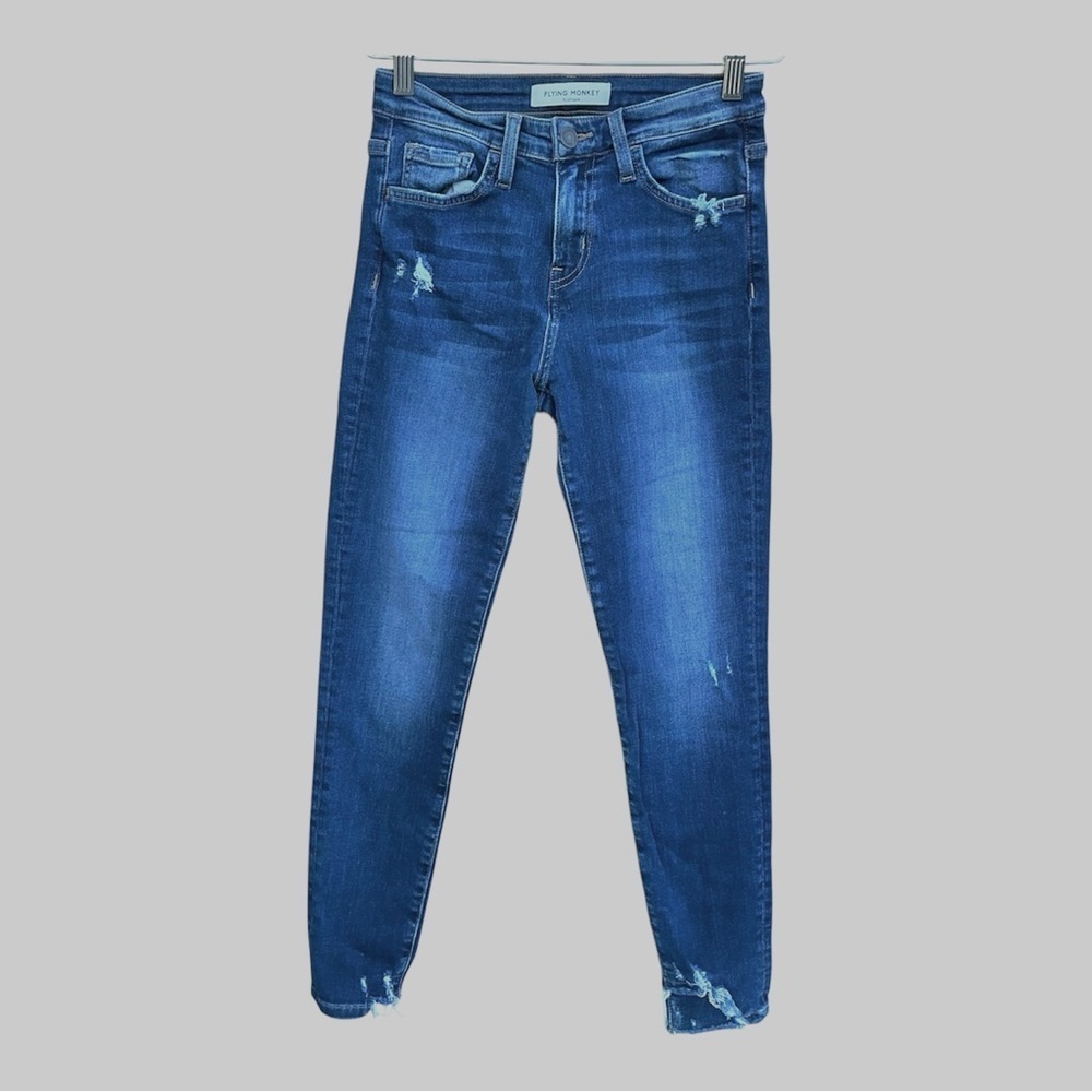 Flying Monkey Platinum Skinny Jeans Distressed Raw Hem Stretch Women’s Size 25